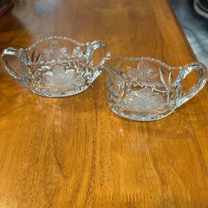 American Brilliant Vintage Cut Crystal Sugar and Creamer Set. Sawtooth Edge.